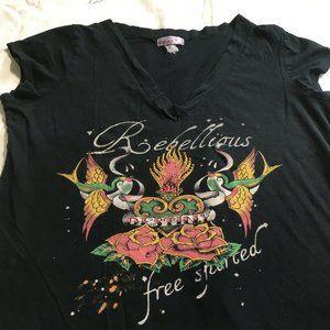 #47 Pinkeli Rebellious free destiny Rose Black Women's 1/2 Sleeve Fit